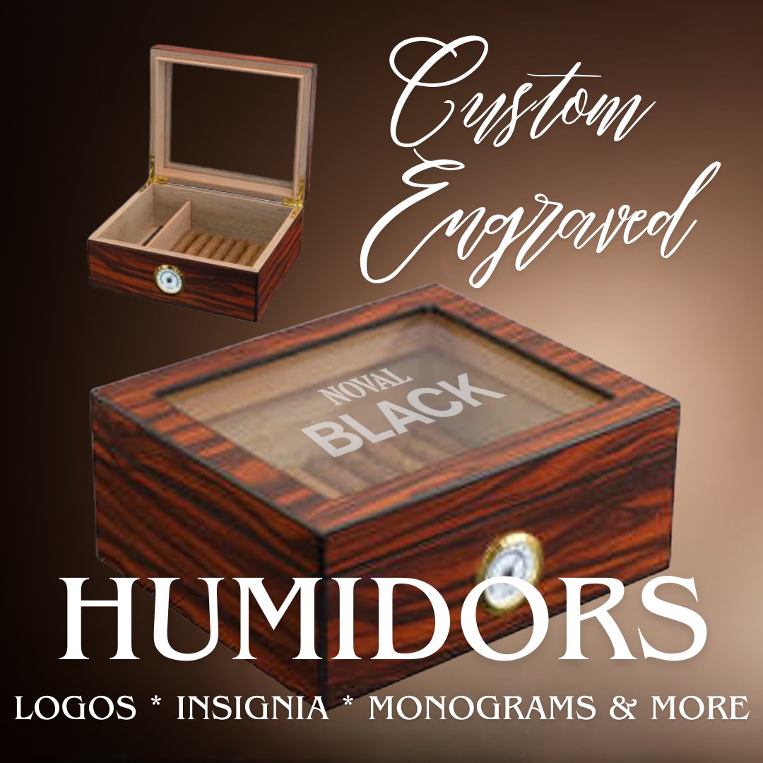EngravingGifts's tweet image. Give a gift that truly ages well: a custom engraved humidor  with a quote like, &quot;Don&apos;t count the candles, count the cigars&quot; and of course add their name. #Humidor #BirthdayGift #Cigars #BirthdayForHim #PersonalizedGift #CigarLover #HappyBirthday #RVA  personalizedengravedgifts.com/collections/hu…