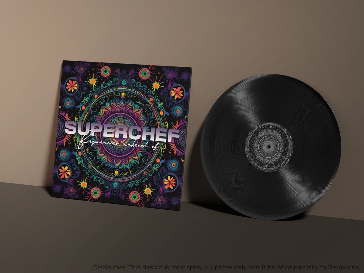 BergworldInc's tweet image. Here&apos;s a album art we worked on for Superchef&apos;s trippy record.

#SleeveDesign
#PushaBW
#SupportLocalBW