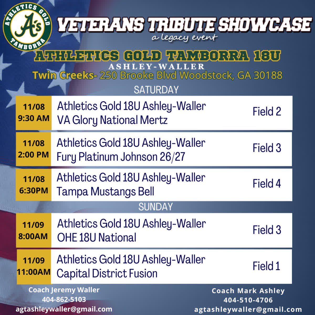 I’m so excited to be back on the field this weekend with my girls!! Come check us out this weekend at the Veterans Tribute Showcase in Woodstock! Yayy!! 🥎 <a href="/AGTAshleyWaller/">Coach Waller - Athletics Gold Tamborra 18U</a> <a href="/AGTAshley/">Coach Ashley-Athletics Gold Tamborra Ashley/Waller</a> <a href="/SUHawksSoftball/">Shorter University Softball</a> <a href="/kelseyshodgson/">Kelsey Hogan</a>