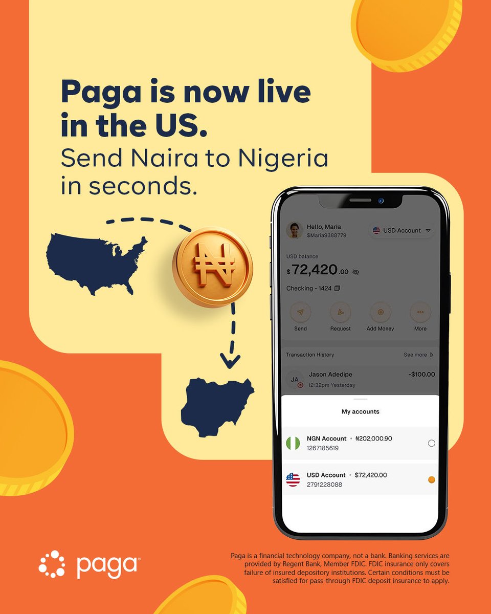 That your uncle and aunty in America can’t post you no more. 😂

Next time they say “sending dollars is hard,” just show them the Paga US Account. You can send, pay and bank in USD and Naira.

The money drops into your Nigerian account in seconds.

Get them to download the Paga