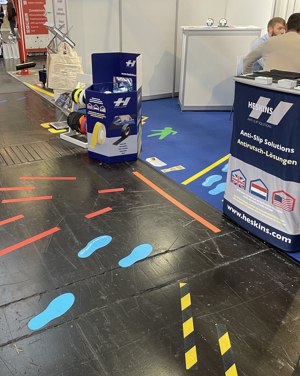 HeskinsNonSlip's tweet image. A closer look at the Heskins Ltd stand at A+A Expo 2025!
We’re showcasing our anti-slip tapes, floor marking products, and brochures - visit us in Hall 4, Stand E65 to learn more.

#aplusa2025 #aplusa #WorkplaceSafety #Heskins #HealthandSafety