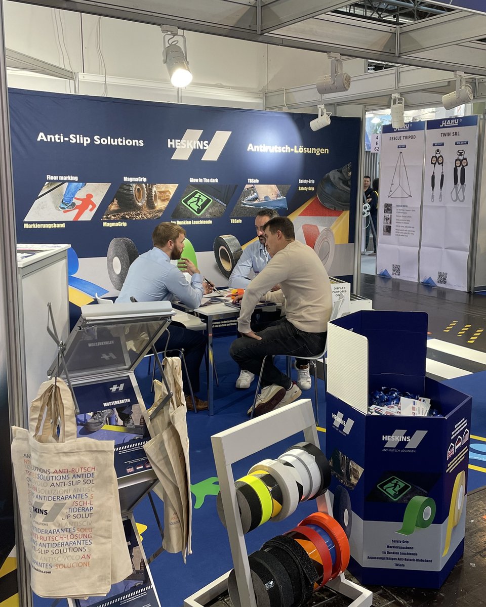 HeskinsNonSlip's tweet image. A closer look at the Heskins Ltd stand at A+A Expo 2025!
We’re showcasing our anti-slip tapes, floor marking products, and brochures - visit us in Hall 4, Stand E65 to learn more.

#aplusa2025 #aplusa #WorkplaceSafety #Heskins #HealthandSafety