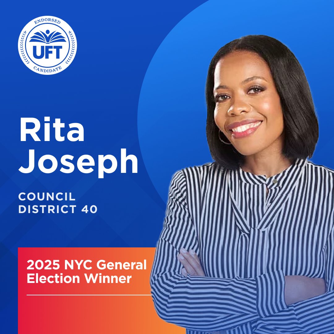 UFT_action's tweet image. #NEWS: Congratulations to @RitaJosephNYC for winning the NYC Council General Election in CD-40!

#UFTVotes #UFTEndorsed #NYCLaborVotes