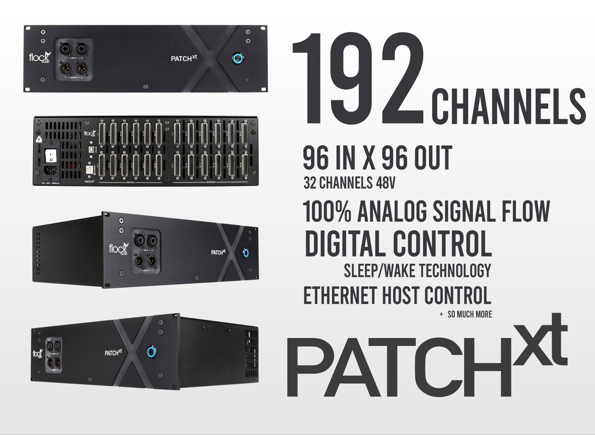 FlockAudio's tweet image. 🔵 Our 𝗣𝗔𝗧𝗖𝗛 𝗫𝗧 - (192 Channels - 96 In x 96 Out) has been a popular heavy hitter among industry pros and world renowned studios. Visit flockaudio.com/patch to learn more!
*B-Stock Sales is On Now! #shopnow 
🛒 Shop Now - flockaudio.com/buy  
- - -