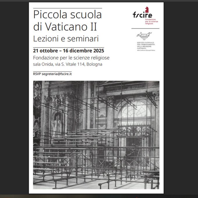 CMaligot's tweet photo. Martedi prossimo, 11 novembre 2025, FSCIRE, Bologna. 
Piccola Scuola del Vaticano II. 
Discutiamo con Silvia Scatena sul "Discorso "su/con" gli altri e le immagini della libertà". https://t.co/WUOlOsyDIS