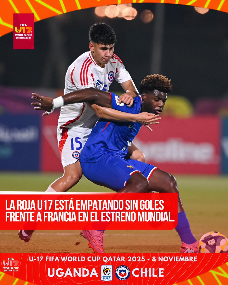 futchilecl's tweet photo. 📌 ¡TABLAS EN EL MARCADOR AL FINALIZAR LA PRIMERA MITAD! ❤️🗞️🇨🇱

La Roja U17 empata sin goles frente a Francia en un trabajado encuentro donde hemos sido superiores. 📝

¡VAMOS CHILE QUE LO GANAMOS! 😍 https://t.co/iS0gcZSuNv