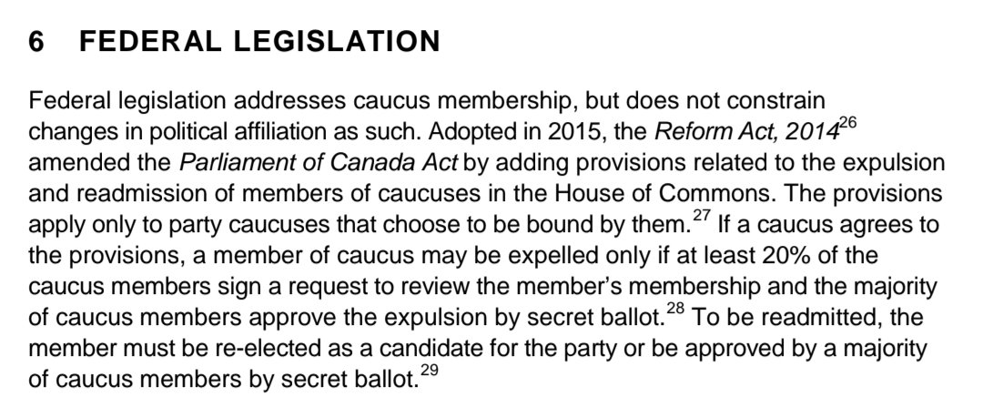 NSValley's tweet image. From "Changes in a parliamentarian's party affiliation" by Michael Dewing.  

Bills to address the practice of changing party affiliation have been introduced to the House every year since 2005, but none has progressed past first reading.

publications.gc.ca/site/eng/9.831…