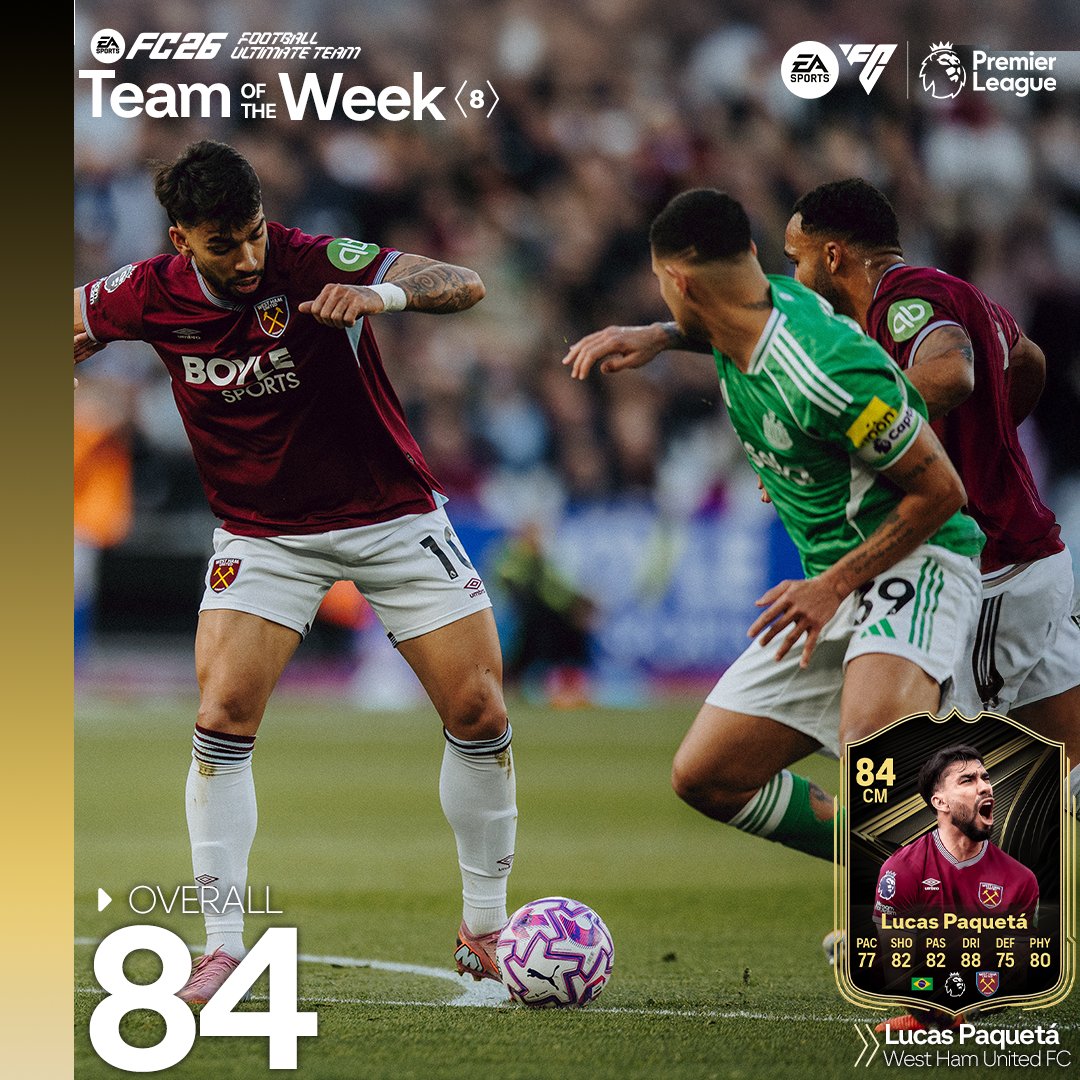 🏴󠁧󠁢󠁥󠁮󠁧󠁿 🤝 🇧🇷
󠁧󠁢󠁥󠁮󠁧󠁿
Declan Rice and Lucas Paqueta make the <a href="/EASPORTSFC/">EA SPORTS FC</a> #TOTW 👏

Available in #FC26 Ultimate Team now 🎮