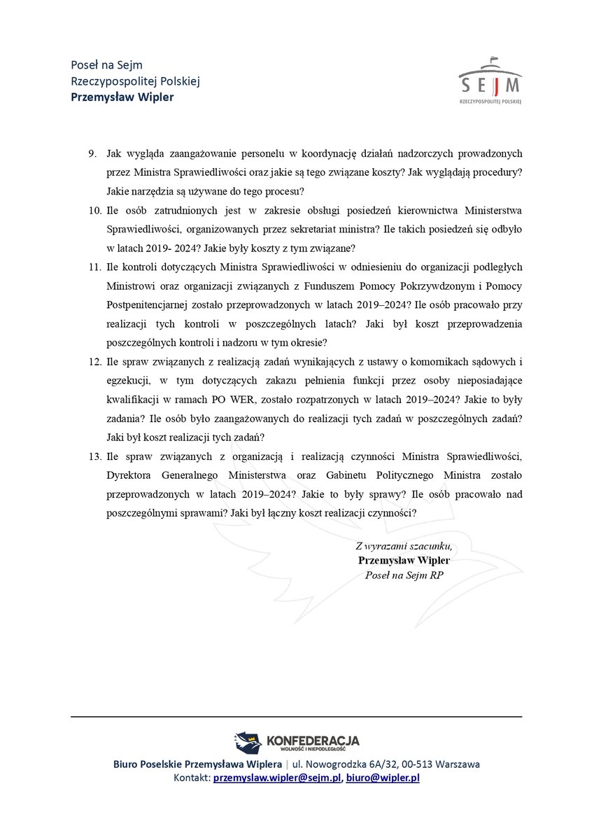 Oto kolejna z serii moich interpelacji badających działanie <a href="/MS_GOV_PL/">Min. Sprawiedliwości</a>. Tym razem przyglądam się Biuru Ministra – jego strukturze, decyzjom, finansom oraz zatrudnianiu. Liczą się fakty, liczby i jawność działań.