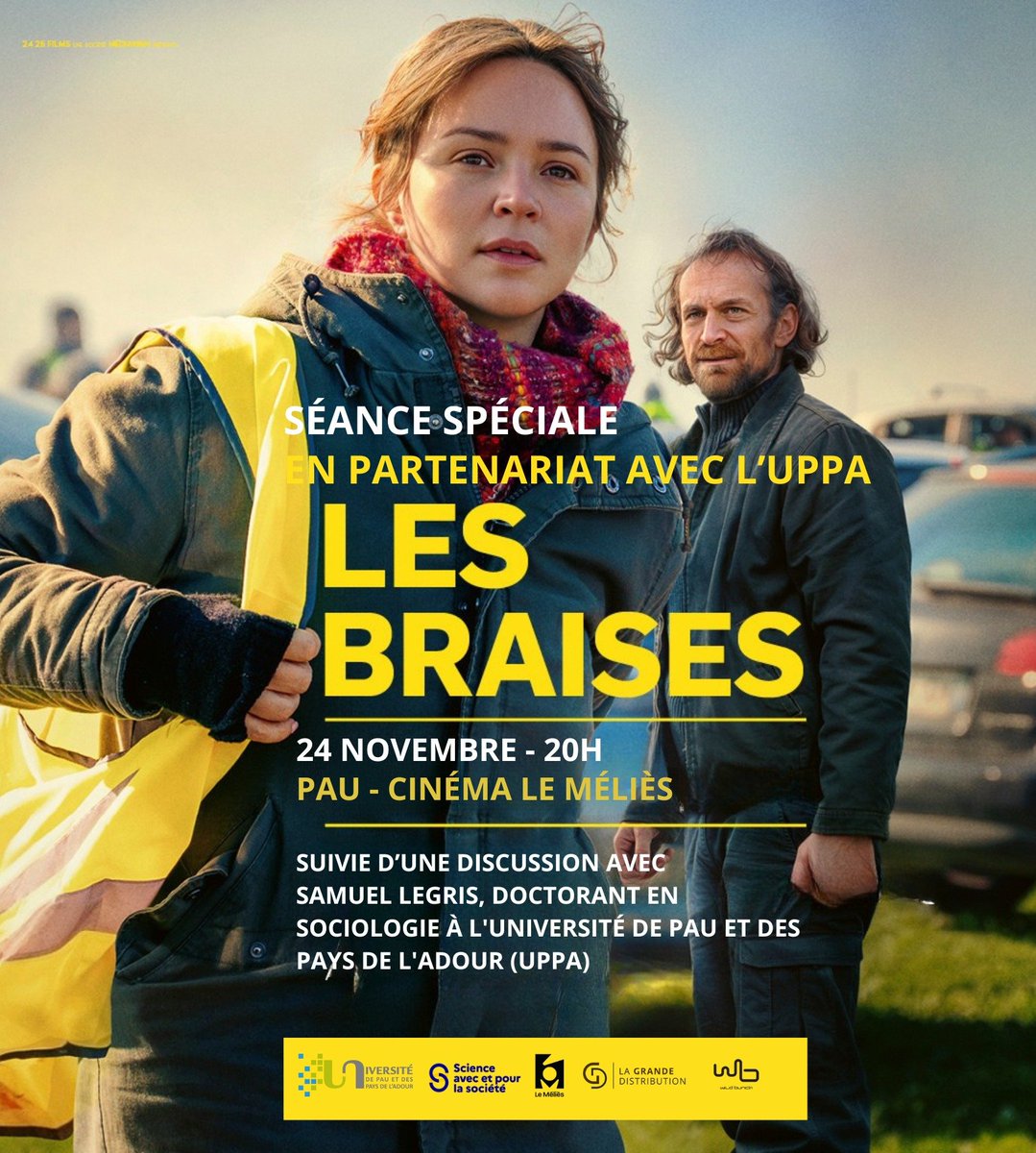 SamuelLegris's tweet photo. 📽️ Aujourd'hui, sort au cinéma le film « Les Braises » réalisé par @thomaskruithof avec Virginie Efira et Arieh Worthalter.
🎙️ Lundi 24 novembre à 20h, j'aurai le plaisir d'animer un ciné-débat au cinéma @Melies_Pau, en partenariat avec @universite_uppa.
🔴 Nous vous attendons ! https://t.co/qBBFIuKTob