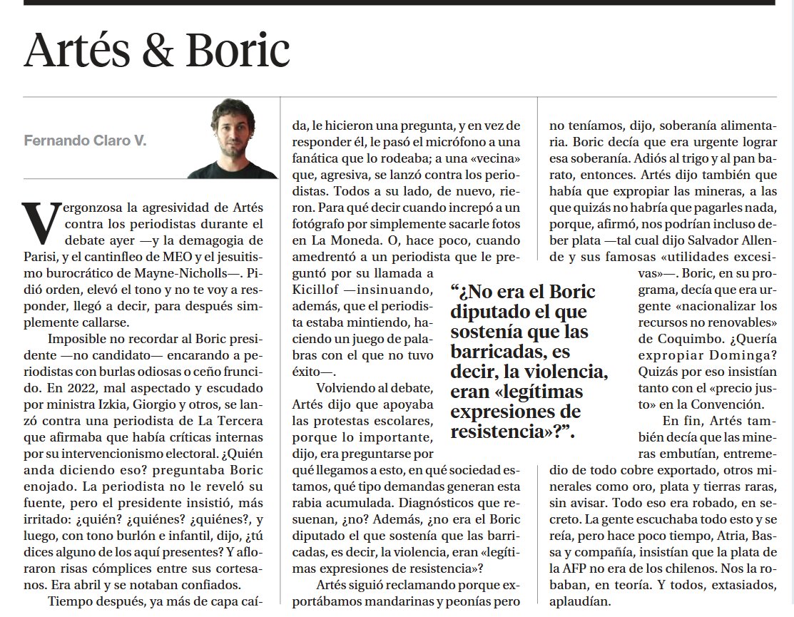 Sobre el debate, Boric, Artés, JAK y tanto más