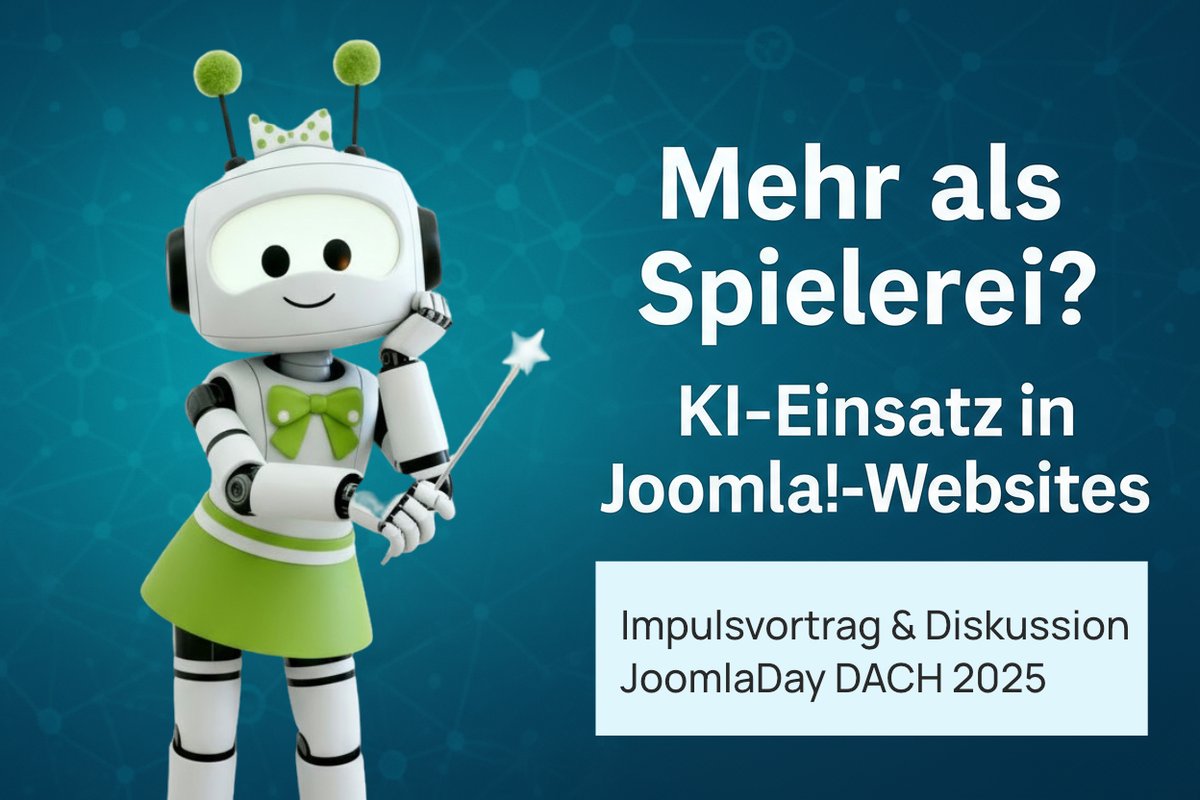 formativ_net's tweet photo. 🤖 #KI in #Joomla: Nur Hype oder echter Nutzen?

Beim #JoomlaDay DACH zeigen wir, wie Chatbots &amp; automatische Übersetzungen mit #YOOtheme Pro Webprojekte smarter machen.

Infos: https://t.co/gjD5mRoolg

#JoomlaDay #jd25dach #KI #Webentwicklung https://t.co/7RLqnInQjE