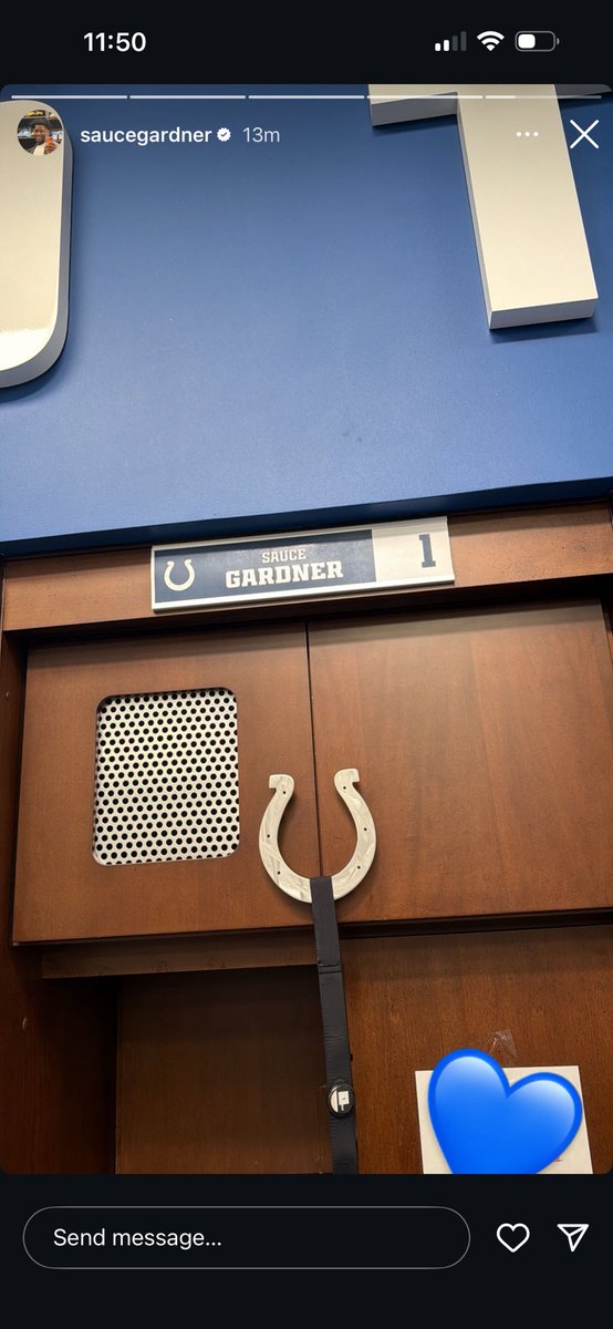 New Colts CB Sauce Gardner posted his new locker on his Instagram story