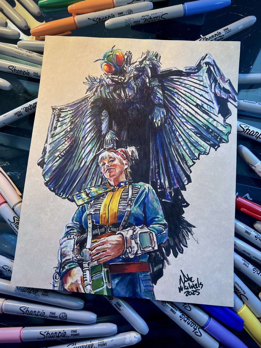 Yesterday I got the chance to draw my favorite Fallout Cosplayer, Atomic Missy from  @PunchItGraphics ☢️🚨

If you’re into Fallout, go check out their page!

This one was hand drawn with Sharpie Markers on 8”x10” toned paper 

#natemichaelsart #handdrawn #art #fallout #mothman