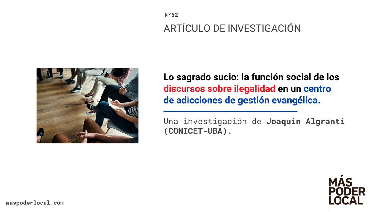 MasPoderLocal's tweet image. 👉"Lo sagrado sucio: la función social de los discursos sobre ilegalidad en un centro de adicciones de gestión evangélica."

Una investigación de Joaquín Algranti.

🔗Disponible en: doi.org/10.56151/maspo…