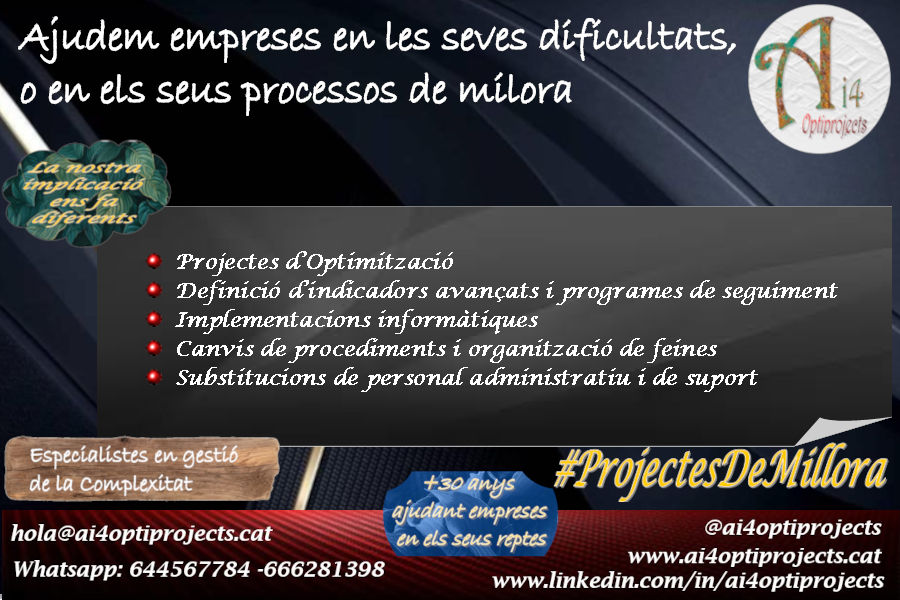 ai4optiprojects's tweet image. #SolucionsAi4 per ajudar-vos a adaptar la vostra empresa a les necessitats de present i futur.
🗂️𝔸𝕛𝕦𝕕𝕖𝕞 𝕖𝕟 𝕝𝕒 𝕔𝕠𝕞𝕡𝕝𝕖𝕩𝕚𝕥𝕒𝕥🗂️
Ens impliquem per una #GestioDelCanvi responsable, respectuosa i eficient. #Optimització

ai4optiprojects.cat