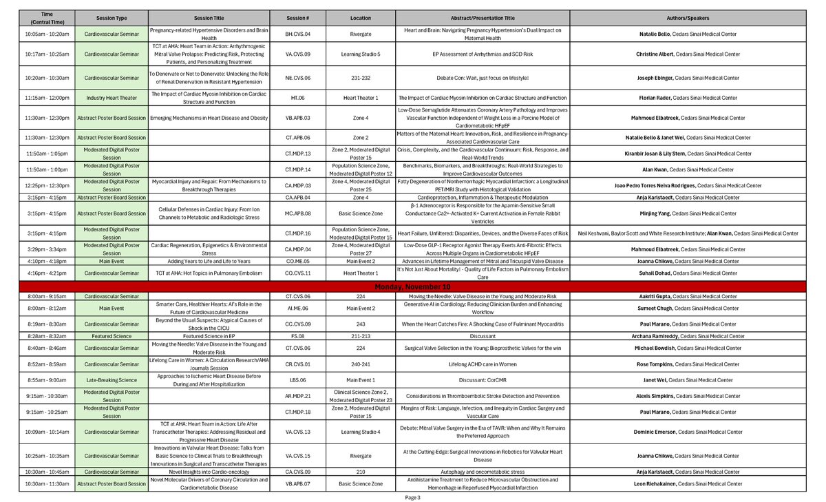 SmidtHeart's tweet image. Excited for the #AHA25? Here&apos;s a sneak peek at the @SmidtHeart&apos;s packed schedule! From breakthroughs in #atrialfibrillation to cutting-edge #AI in cardiac imaging, join our experts as they lead and engage in pivotal discussions. Stay tuned for more details!