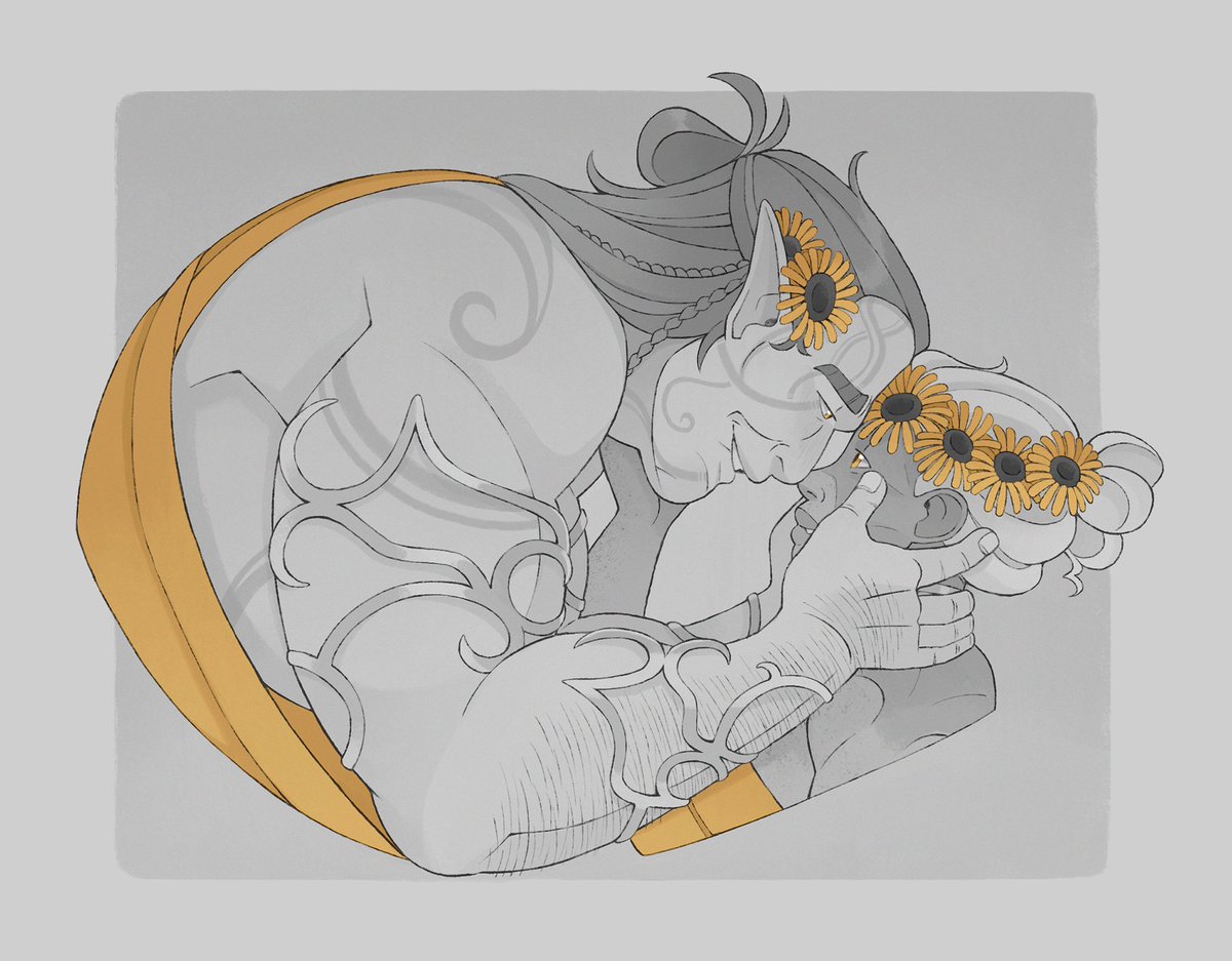 WillowayART's tweet image. Ceridwen: Be honest, is it too much? 
Halsin: You are the personification of the very bloom itself, my heart 🌻