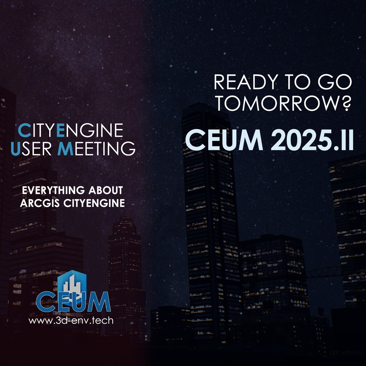 vrbnio's tweet photo. Tomorrow is the day of the CityEngine User Meeting! 🚀🌄

Register today:
https://t.co/2kc3JKhJer

@CityEngine @TaishaRiccara @dtarolli @procedural
#ceum2025 #cityengine #procedural #3dcity #esri #gis #3d #architecture #urbanplanning https://t.co/TcZZolkXWl