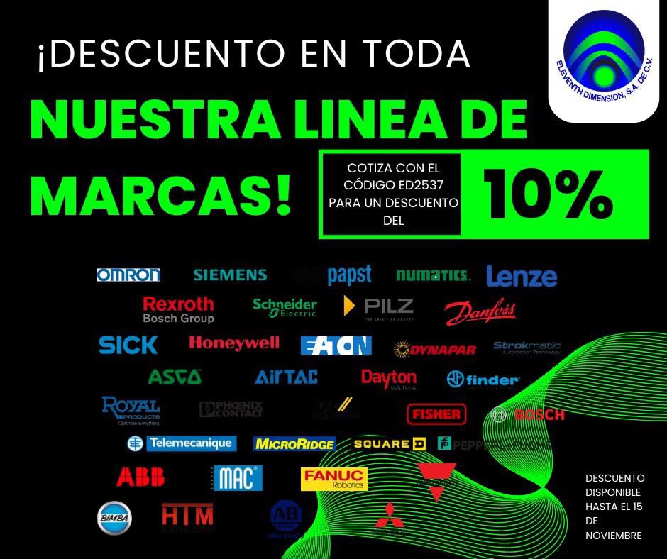 EleventhDimen's tweet photo. ⚙️ ¡Descuento de temporada!

Usa el código ED2537 y obtén 10% de descuento en tus pedidos.

Equipos confiables. Resultados reales.

#EleventhDimension #SolucionesIndustriales #Promoción https://t.co/0etiwMm8Lf