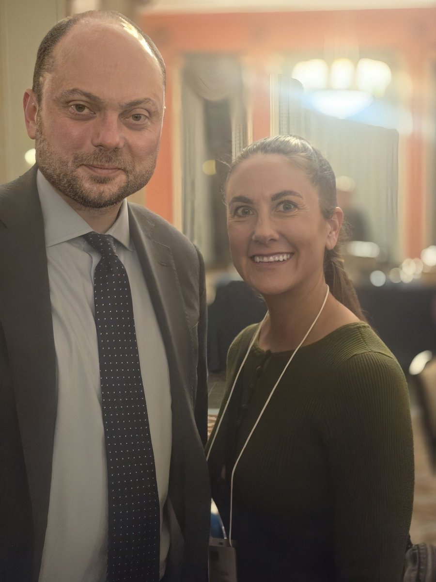 cccowen's tweet photo. Privileged to meet former Russian political prisoner @vkaramurza who was honored by the @RWallenbergInst for his work on pro-democracy efforts in Russia.  

Kara-Murza spoke about the status of democracy: 

• Today, Russia 𝗵𝗼𝗹𝗱𝘀 𝗺𝗼𝗿𝗲 𝗽𝗼𝗹𝗶𝘁𝗶𝗰𝗮𝗹 𝗽𝗿𝗶𝘀𝗼𝗻𝗲𝗿𝘀 than during the Soviet Union.
• The leading cause of political imprisonment is citizen protest against the Russian regime’s war in Ukraine. 
  • Even in repressive dictatorships, there are always people willing to do the right thing, 𝘳𝘦𝘨𝘢𝘳𝘥𝘭𝘦𝘴𝘴 𝘰𝘧 𝘵𝘩𝘦 𝘤𝘰𝘯𝘴𝘦𝘲𝘶𝘦𝘯𝘤𝘦𝘴. 
• Kara-Murza reminded us of the difference one person can make when they make the right choice. 

His 𝙧𝙚𝙘𝙤𝙢𝙢𝙚𝙣𝙙𝙖𝙩𝙞𝙤𝙣 for citizens living under authoritarianism: prepare for the day after. Build the necessary roadmap. Be ready when the time comes for a #democratic transition.