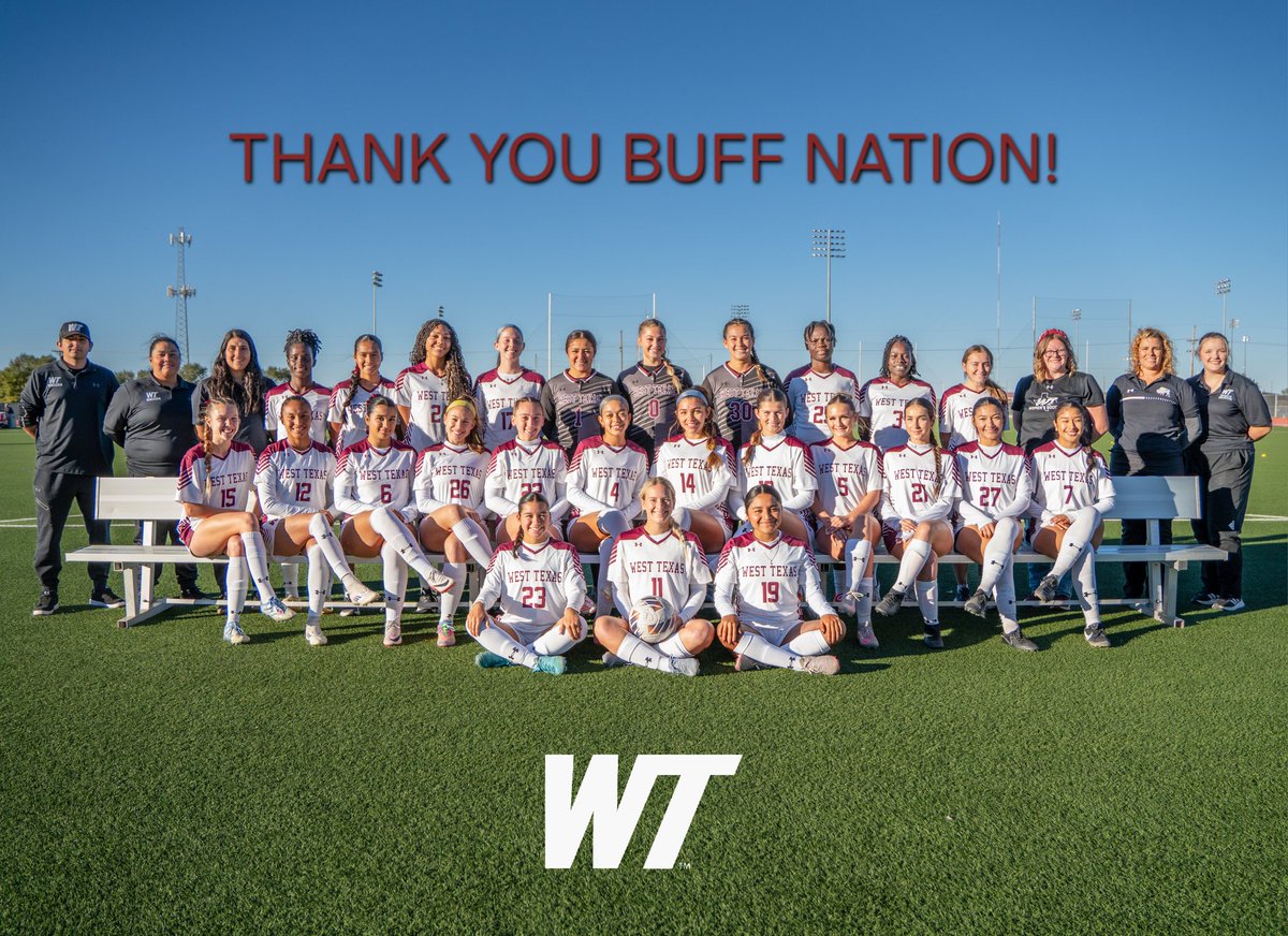 WTAMU_WSoccer's tweet photo. Thank you Buff Nation! Looking back, we not only won more matches than the past 2 season combined, but we also posted a better conference & overall record. Scoring 27 goals, we outscored the past 3 WT teams! #movingintherightdirection #westisbest #cantwaittillnextyear https://t.co/MVRhQONmLb