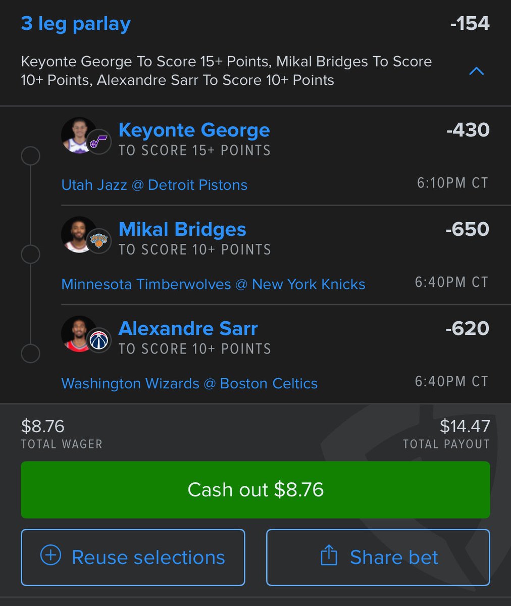 FourVertBets's tweet photo. Ladder Day 2 🪜 
$8.76 ➡️ $14.47 https://t.co/p873EGQNUt