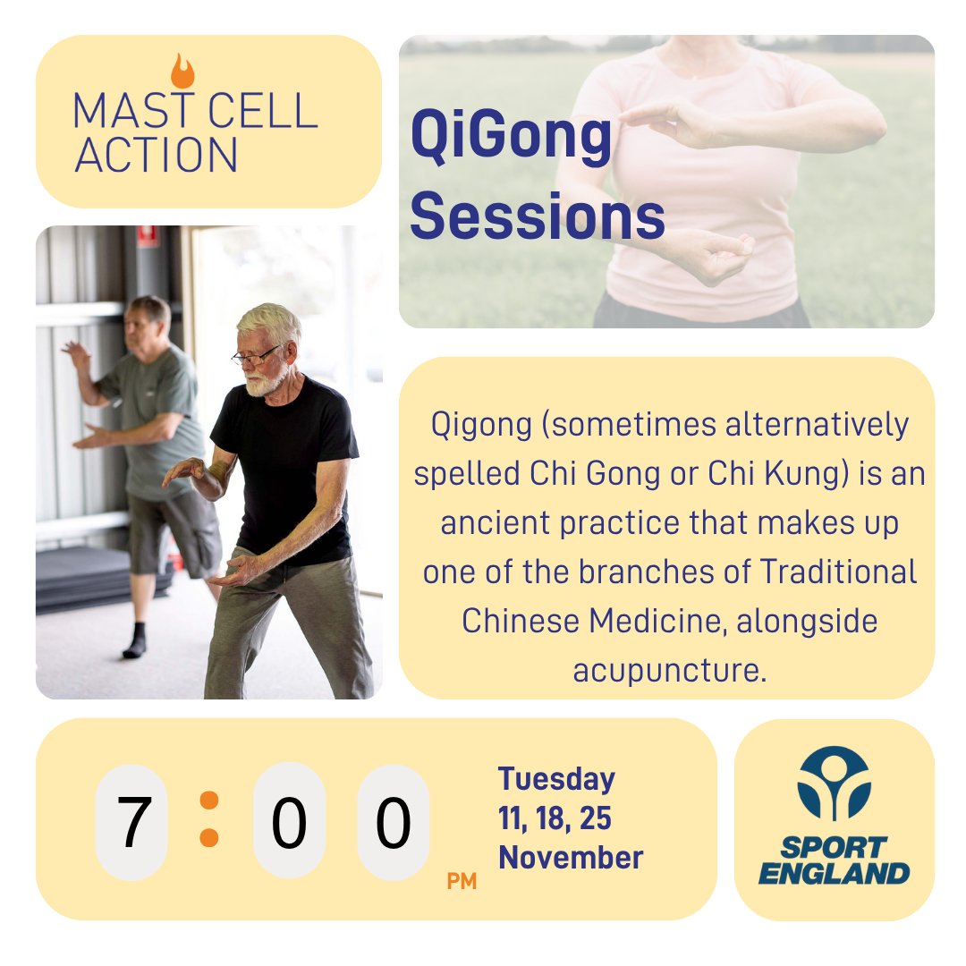 Come along and meet Duncan and enjoy a session of deep breathing, mindfulness, and removing energetic blockages, to help energy flow more smoothly throughout the body.
mastcellaction.org/mast-cell-acti… 
Funded by Sport England.