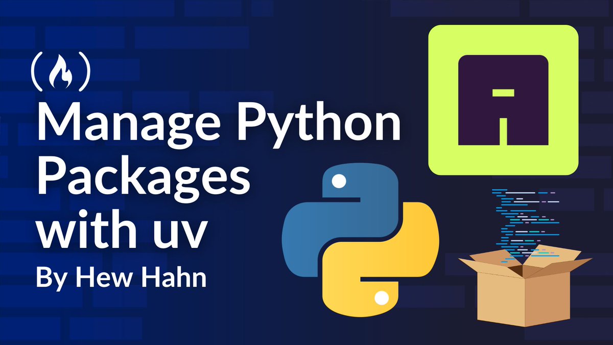 freeCodeCamp's tweet image. Python package managers let you install and manage dependencies right from your terminal. 

And uv is a super fast option that you&apos;ll learn how to use in this quick guide.

You&apos;ll install it, use it to set up a project, and learn a bunch of helpful commands, too.…