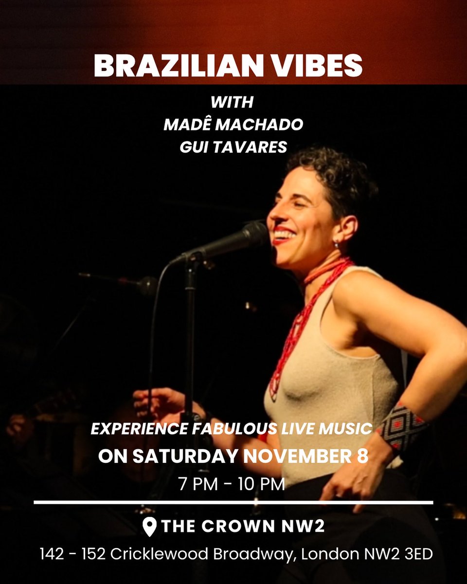 Following a packed performance at the Crossroads Music Festival, Brazilian Vibes with Made Machado and Gui Tavares are back in #Cricklewood this weekend.