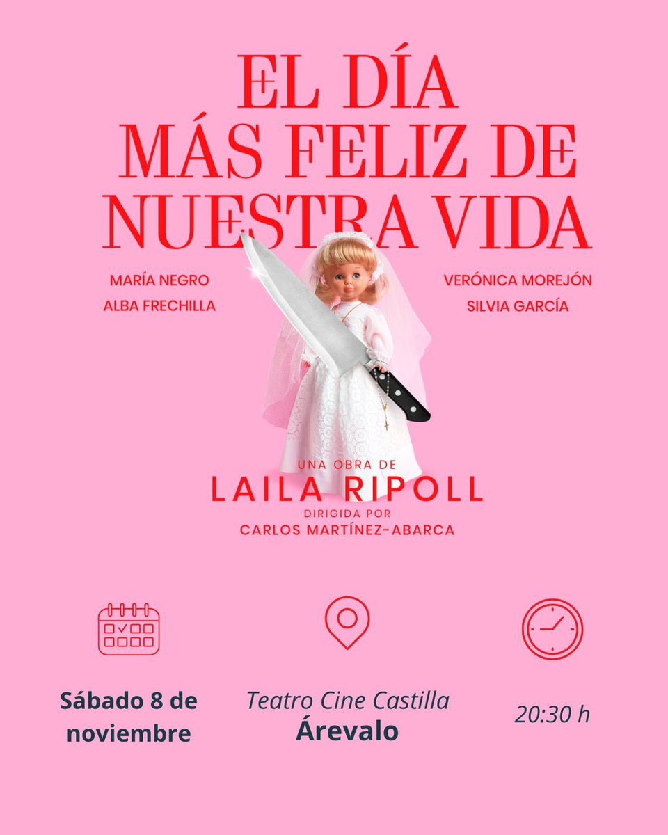 Este sábado las cuatrillizas más famosas de Socuéllamos llegan al Teatro Cine Castilla de Árevalo.

🕝20:30h
🎟️ Entradas en taquilla una hora antes de la función.

 ¡Os esperamos!👯‍♀️👯‍♀️