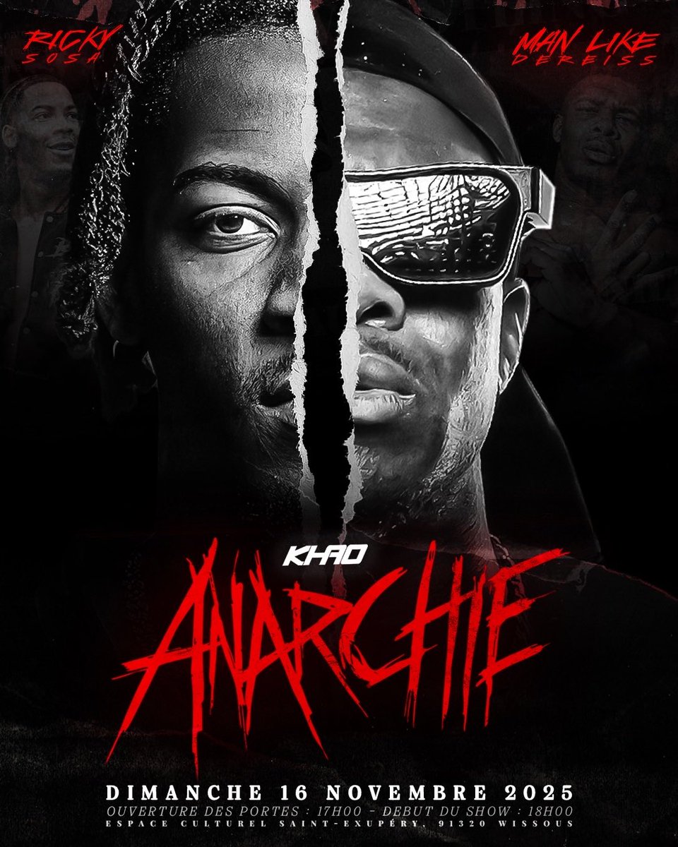 🚨 NOUVEAU MATCH ANNONCÉ 🚨

Suite aux altercations lors du dernier Hors-Série, la direction de la KHAO a pris sa décision :

<a href="/rickysosa508/">Ricky Sosa</a> affrontera <a href="/DEREISS_/">MAN LIKE DEREISS</a> à ANARCHIE !

Quand on franchit la ligne, il faut en assumer le chaos ! 

🎟️ Billetterie : billetweb.fr/khao-anarchie
⏰