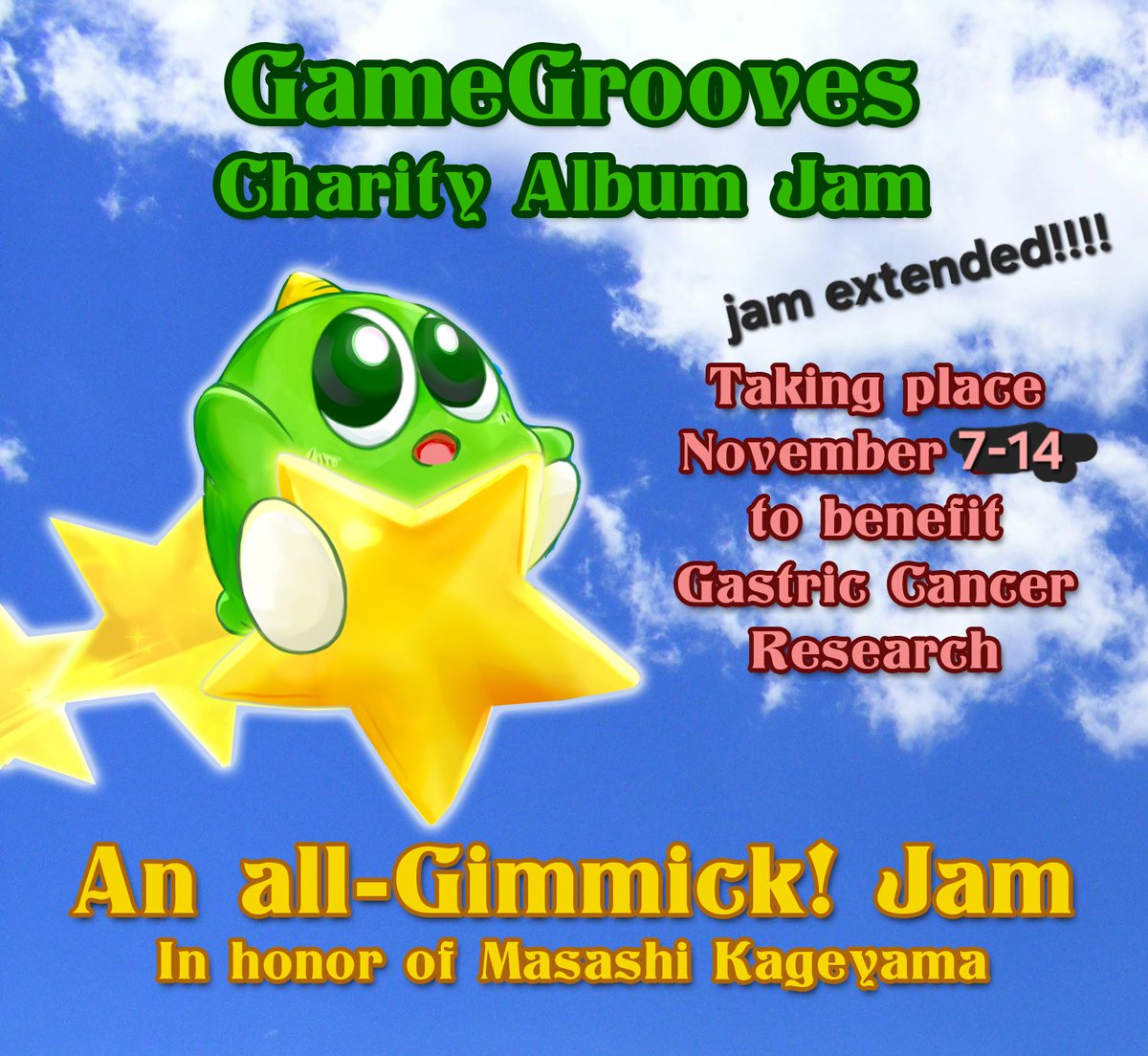 GameGrooves's tweet image. Track proposals for our Gimmick! charity album jam benefitting gastric cancer research have just opened over on our Discord server! Hop in now if you&apos;d like to arrange and record for this charity album!

Discord server link in replies.