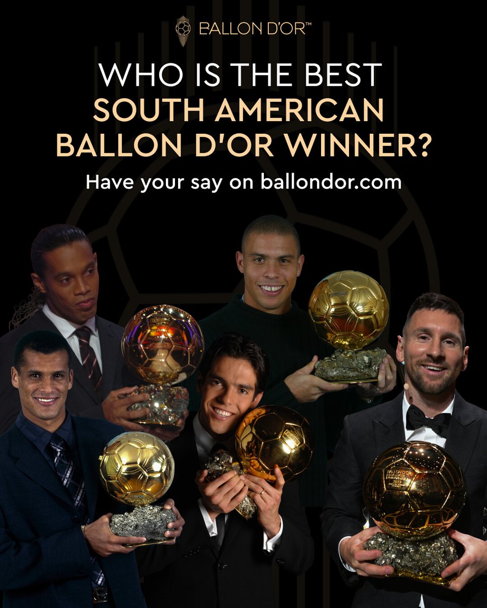 ballondor's tweet image. Who is your best south american Ballon d'Or Winner? 🌎

Vote here &amp;gt; l.lequipe.fr/Ca6