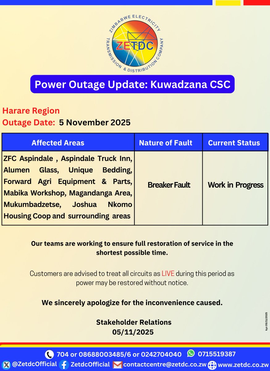 AsterXe_dex's tweet image. #PowerOutageUpdate
#HarareRegion
#KuwadzanaCSC