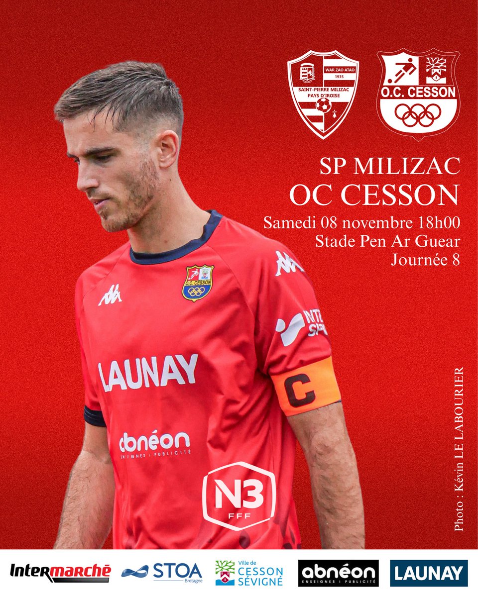 OCCessonFoot's tweet photo. [NATIONAL 3]

🔜 Deuxième déplacement de suite pour nos Rouge &amp; Bleu qui se déplaceront ce samedi à Milizac.

#TeamOCC https://t.co/P1DVmIROKh
