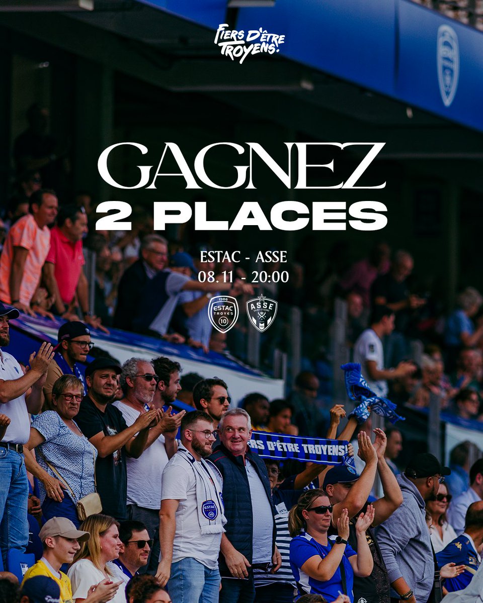 estac_officiel's tweet photo. 𝐆𝐀𝐆𝐍𝐄 𝟐 𝐏𝐋𝐀𝐂𝐄𝐒 𝐏𝐎𝐔𝐑 𝐄𝐒𝐓𝐀𝐂 -𝐀𝐒𝐒𝐄 🎟️

Pour participer 👇

❤️ Like
🔁 RT
👥 Suis @estac_officiel 
⌚️ TAS jeudi à 18h

Bonne chance ! 🍀

#TeamESTAC 🔵⚪️ https://t.co/0XM8XRnjUj