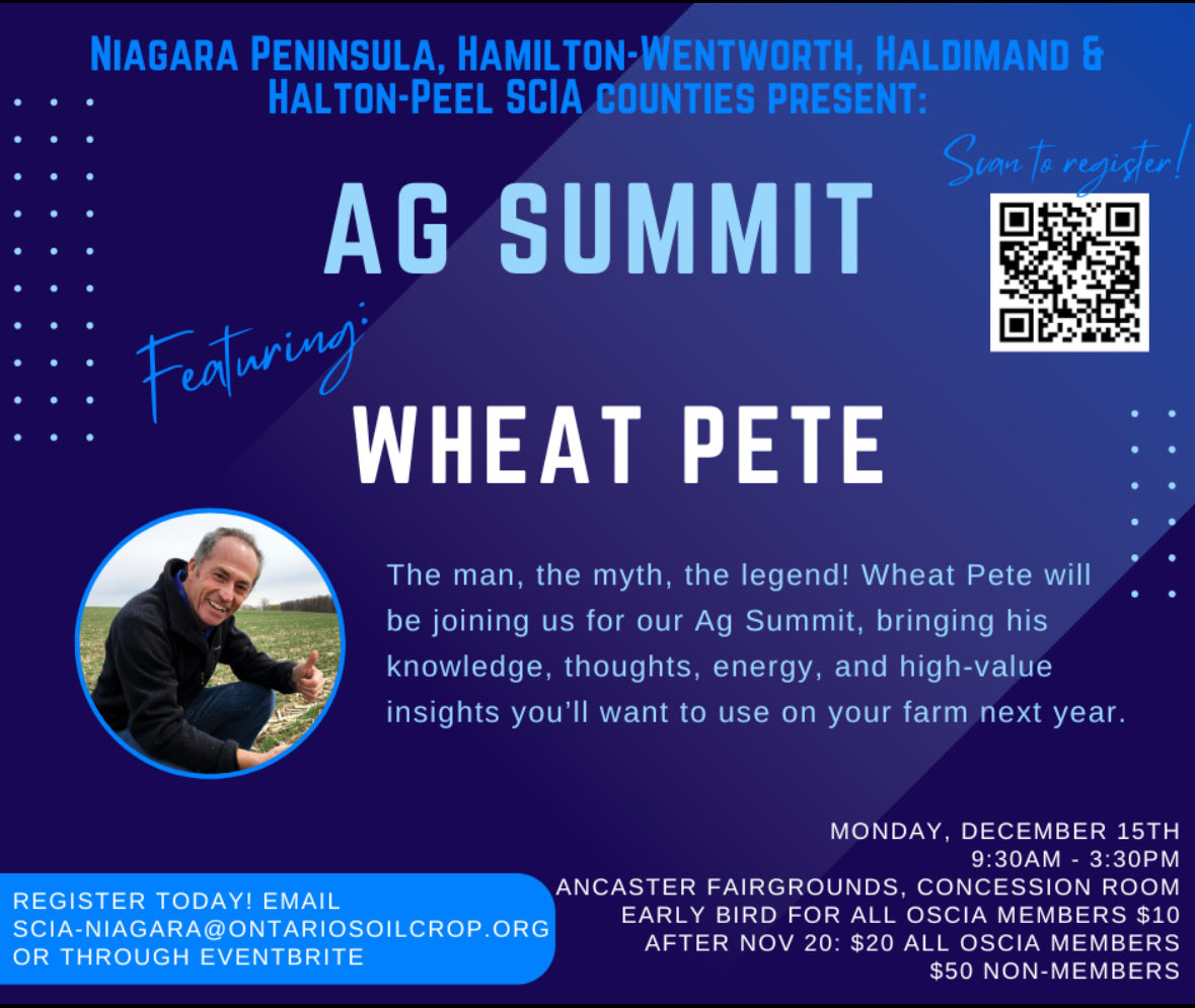 BRING YOUR QUESTIONS for <a href="/WheatPete/">Peter Johnson</a>. What an excellent line up, politics, agronomy and definitely laughter. Finish off the 2025 with some great networking and informative presenters. Can’t wait! #ontag 
<a href="/GHSCIA/">GoldenHorseshoe SCIA</a> <a href="/OntarioSoilCrop/">Ontario Soil & Crop</a> <a href="/HamiltonSCIA/">SCIAHamiltonWentworth</a>