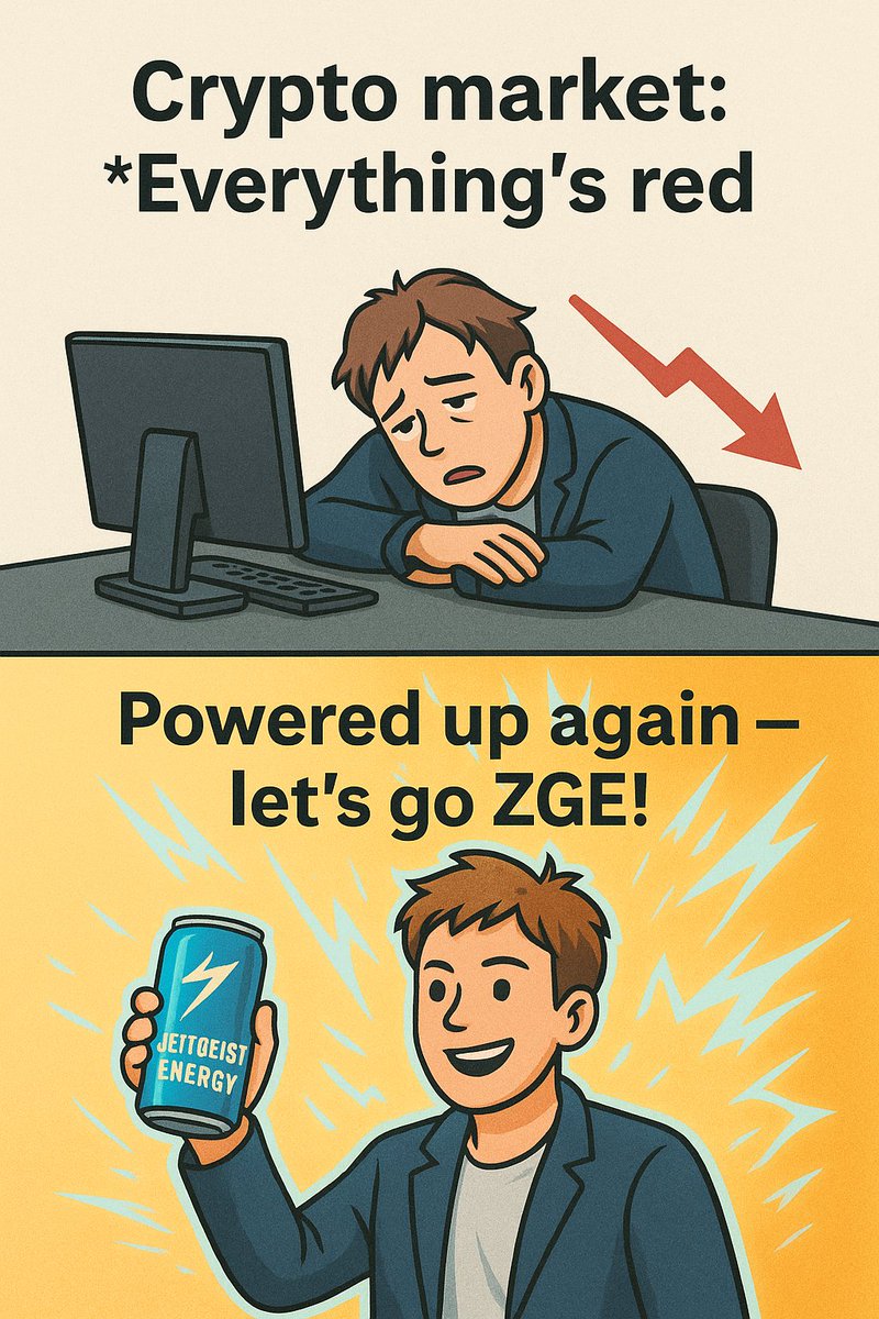 godwin81484's tweet photo. When the market’s down but you’re still powered by #ZeitgeistEnergy ⚡
Because real energy doesn’t depend on price, it’s community charged! 🔥
#ZeitgeistEnergy #ZGE #ZeitgeistEnergyMemeRaid @zeitgeistenergy https://t.co/b7BskRf0iN