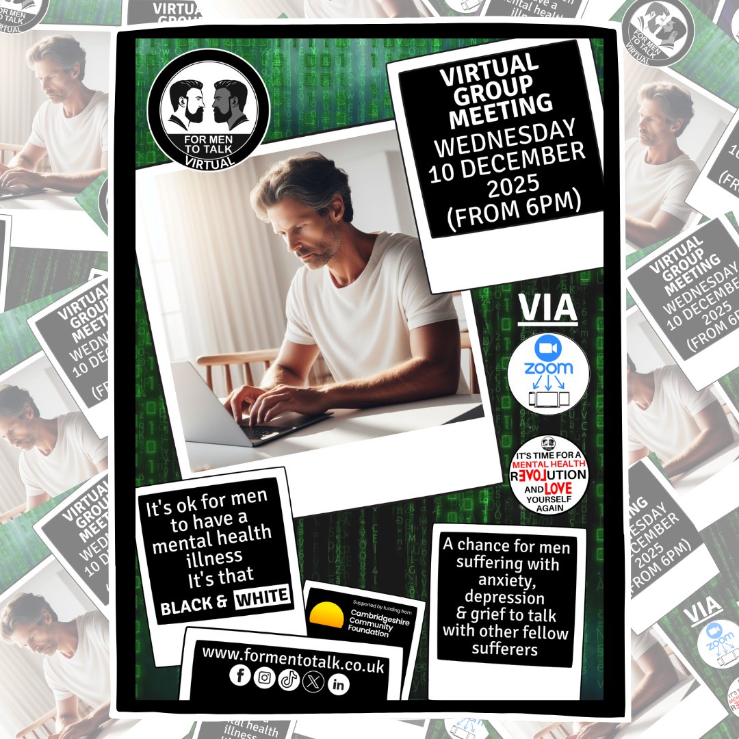 #mentalhealth struggles are real, but you don't have to face them alone. @formentotalk offers a safe space for men to share their experiences. Join our next virtual meeting on Wednesday 10 December 2025 at 6pm via Zoom. Visit tinyurl.com/fmttvm for more information.