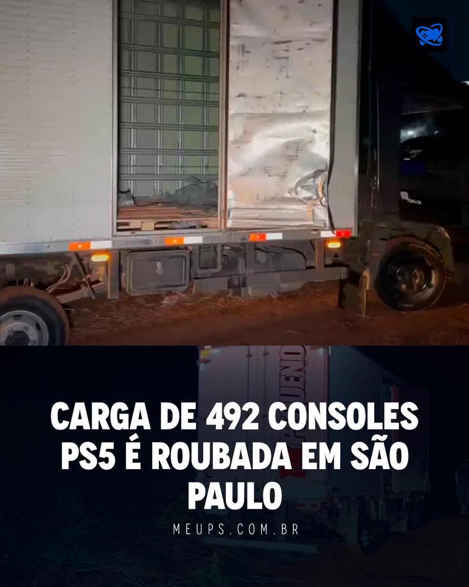 meuplaystation's tweet photo. Um carregamento de 492 consoles PS5, avaliado em aproximadamente R$ 1,1 milhão, foi roubado na Rodovia Anhanguera, na altura de Cordeirópolis (SP), na noite de sábado (1º).

De acordo com informações da polícia, o caminhão seguia pela rodovia quando foi interceptado por criminosos no km 158. Após o assalto, o sistema de rastreamento do veículo foi ativado e indicou a localização alguns quilômetros adiante. A polícia segue investigando o caso.