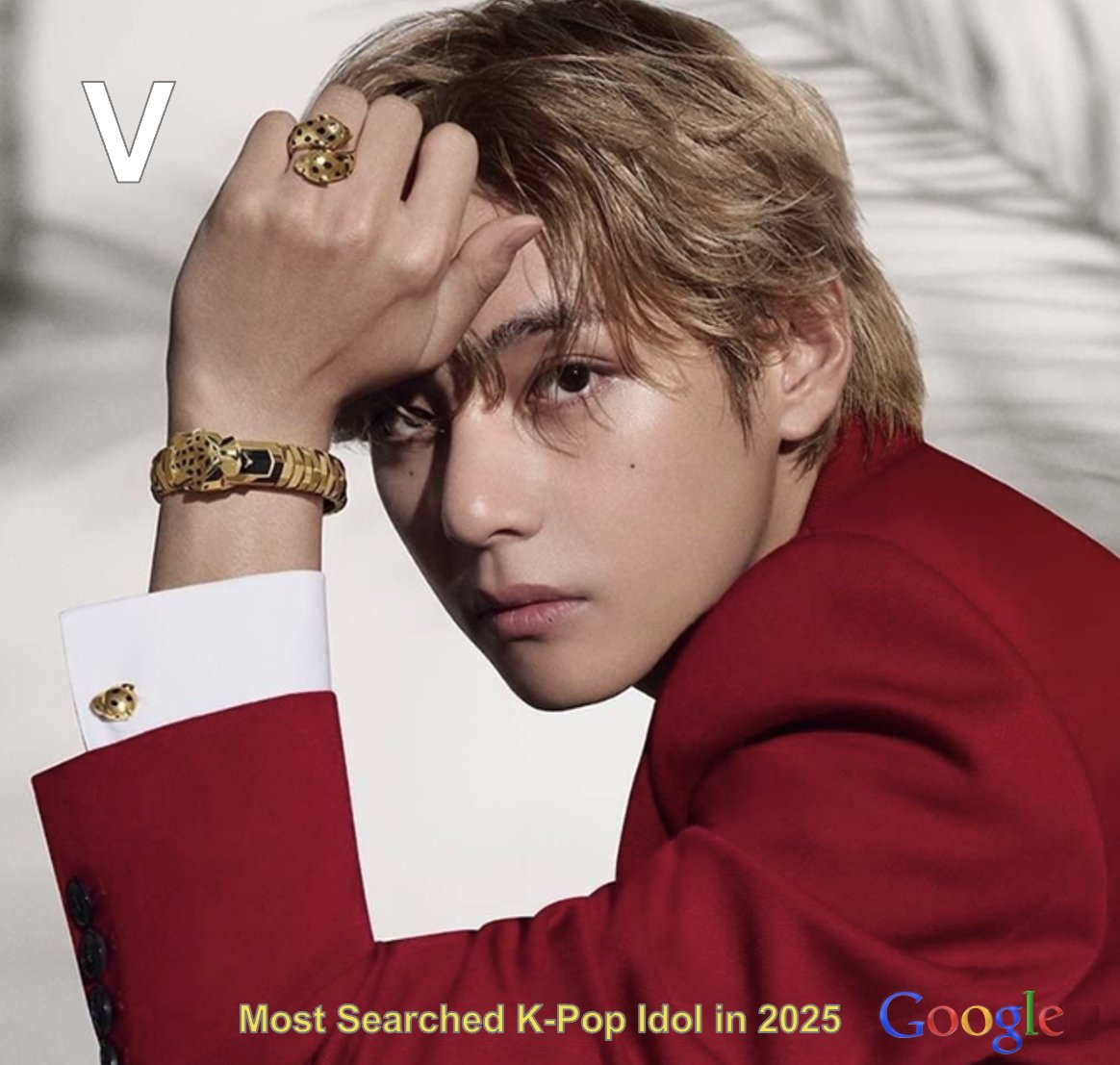 #V is the most searched K-pop Idol on Google in 2025!💪🥇🔎🕺🌐2⃣0⃣2⃣5⃣🔥👑💜