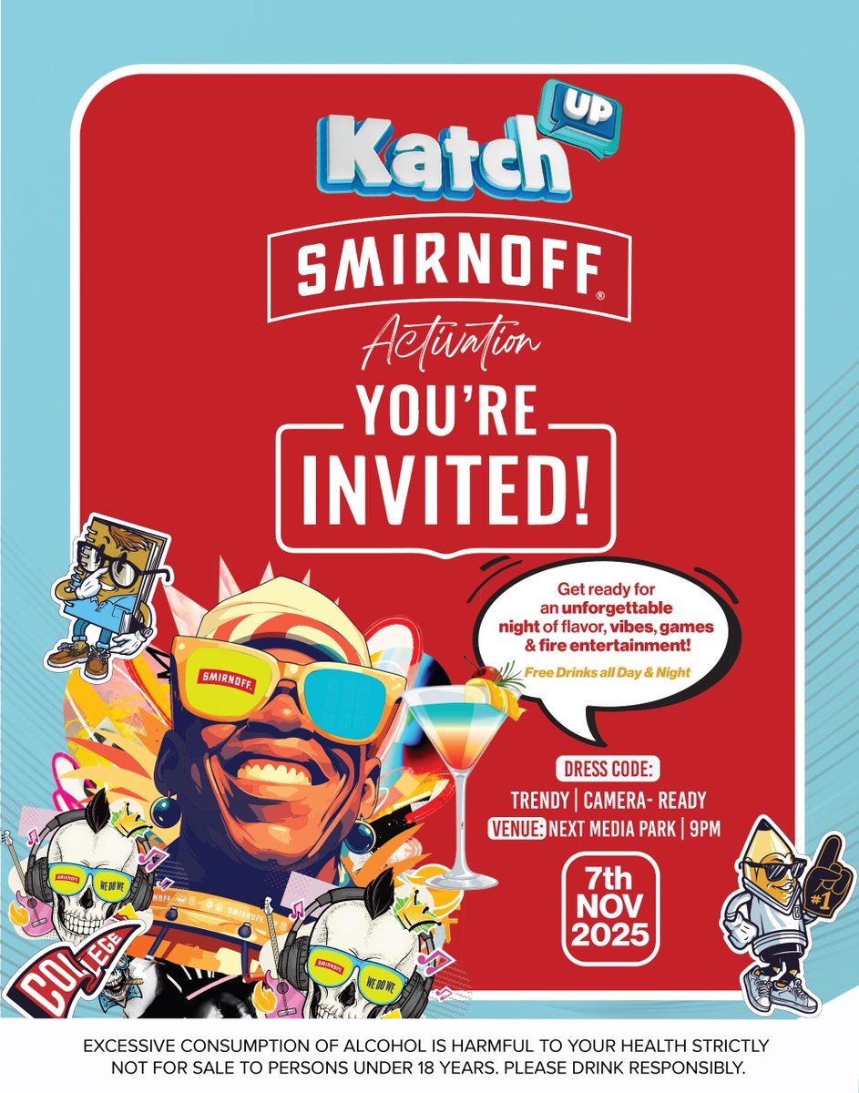 The #SmirnoffFiestas are back and The Next Media Park is our next stop, from 9PM, this Friday, Nov 7th, till late.

YOU ARE INVITED!
Come ready to vibe, sip, and celebrate!

#WeDoWe #NBSKatchUP