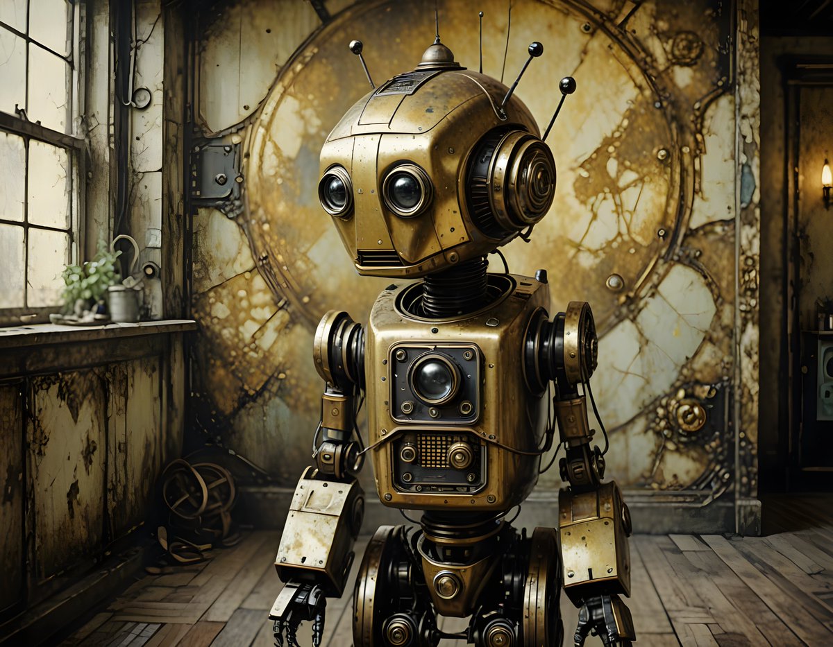 CBMArtist's tweet image. He just wants a hug. And maybe some oil. And your Wi-Fi password.

#AIArt #Robot #CuteRobot #Steampunk #CBmAIART