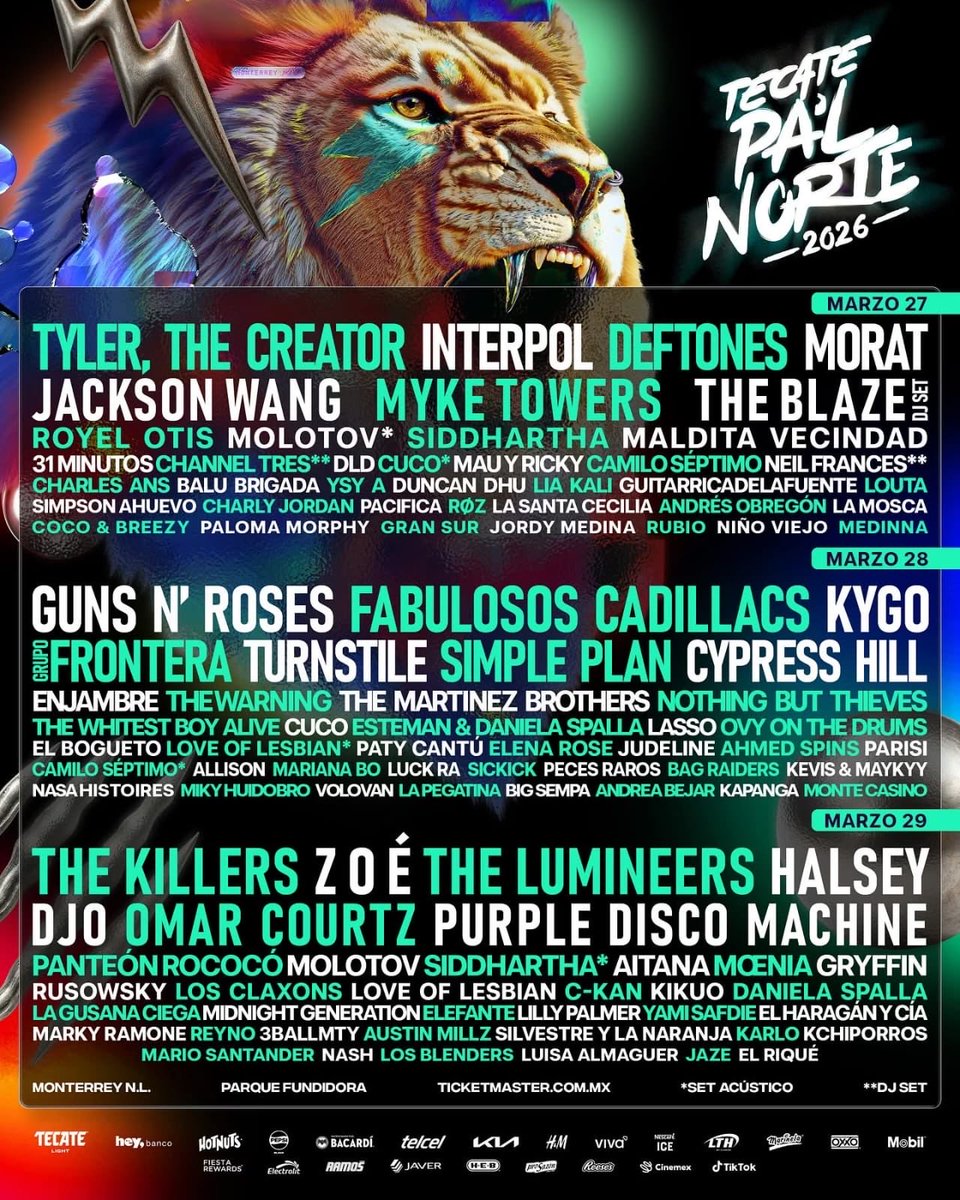 Indie5051's tweet photo. TENEMOS EL LINEUP DEL TECATE PAL NORTE 2026 https://t.co/fLCpAWBaUN