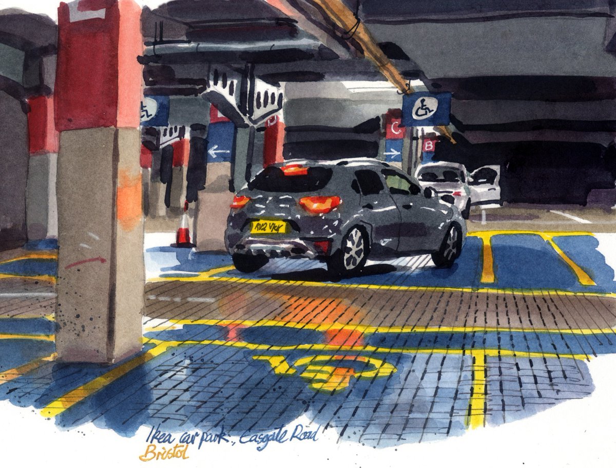 #Ikea car park at closing time. #inkdrawing