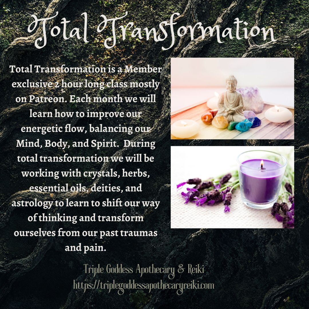 triplegoddessa1's tweet image. In Total Transformation, you will learn how to improve your energetic flow, balancing your mind, body, &amp;amp; spirit. A Patreon Exclusive Program. patreon.com/TripleGoddessA… #triplegoddessapothecaryandreiki #totaltransformation #rowanravenwolf