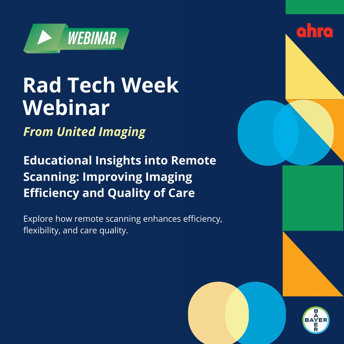 🎥 Celebrate Rad Tech Week with AHRA &amp; United Imaging!

Watch Empowering Rad Techs: The Future of Remote Scanning — a free webinar on how remote tech is transforming imaging care.

Watch now: onlineinstitute.ahra.org/products/educa…

#RTW2025 #AHRA #RemoteScanning #MedicalImaging