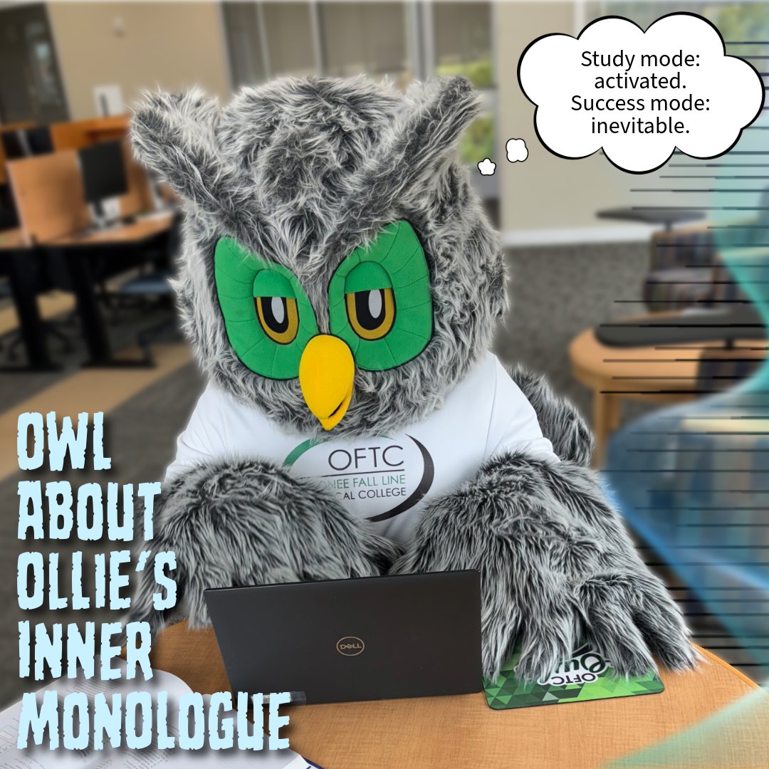 OconeeFallLine's tweet image. Even our mascot’s out here grinding for success. If your laptop’s judging you too, you’re not alone. 😅 #StudyMode #OFTC #Ollie #HootieHoo