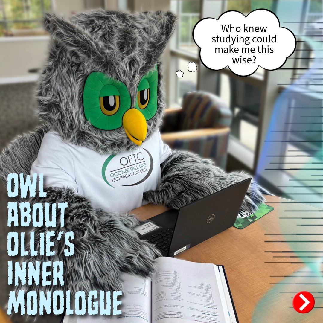 OconeeFallLine's tweet image. Even our mascot’s out here grinding for success. If your laptop’s judging you too, you’re not alone. 😅 #StudyMode #OFTC #Ollie #HootieHoo